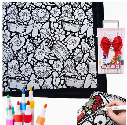DIY Color Your Own Blanket – Washable Coloring Throw Blanket with Markers