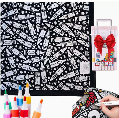 DIY Color Your Own Blanket – Washable Coloring Throw Blanket with Markers