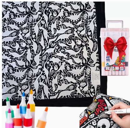 DIY Color Your Own Blanket – Washable Coloring Throw Blanket with Markers