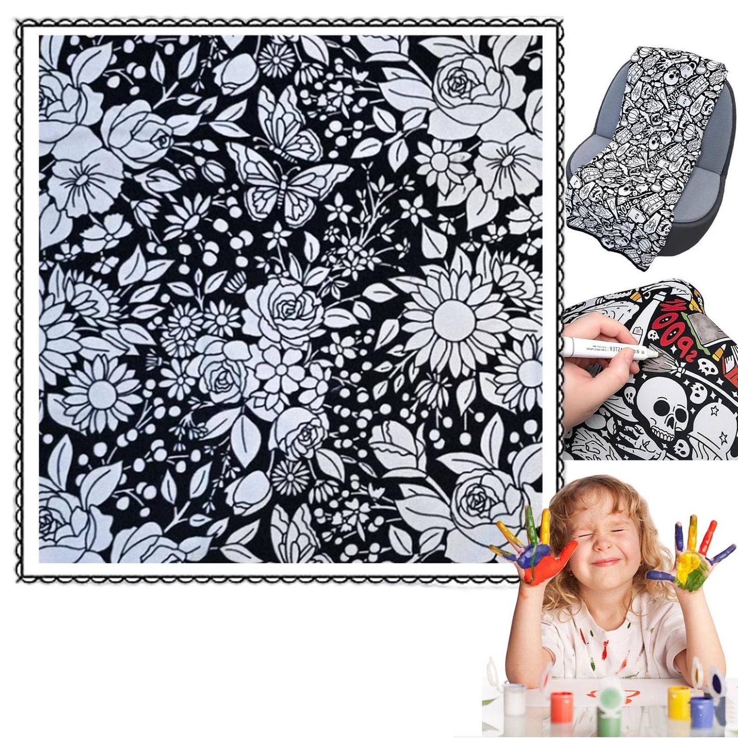 DIY Color Your Own Blanket – Washable Coloring Throw Blanket with Markers