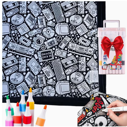 DIY Color Your Own Blanket – Washable Coloring Throw Blanket with Markers
