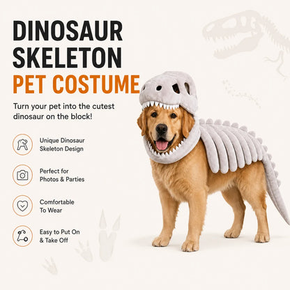 Dinosaur Skeleton Pet Costume – Turn Your Pet Into a Roaring Dino