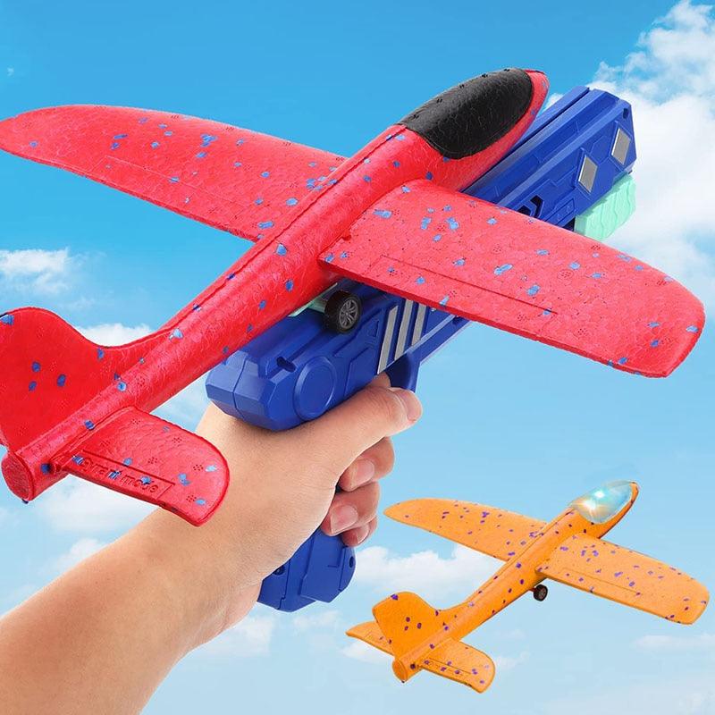 Foam Airplane Launcher Toys with 1 Launcher, 3 Foam Airplanes.